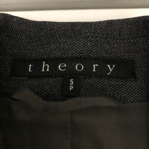 Theory Gray Double-Breasted 2 Piece Jacket Skirt Suit Set Women’s Small Skirt 4 - Picture 5 of 15